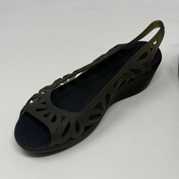 Crocs Adrina III Wedge Sandals Womens 9 Black Open Toe Summer Comfort Casual - Picture 8 of 15